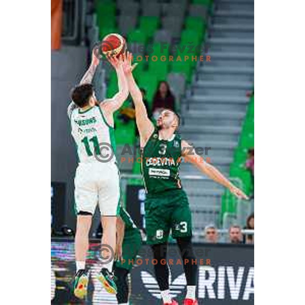 Tayler Persons in action during ABA League 2024/2025 basketball match between Cedevita Olimpija and Krka in Ljubljana, Slovenia on January 5, 2025