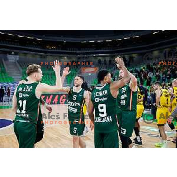 in action during BKT EuroCup 2024/2025 regular season basketball match between Cedevita Olimpija and Aris Thessaloniki in SRC Stozice, Ljubljana, Slovenia on January 8, 2025