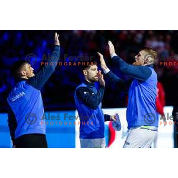 Blaz Blagotinsek of Slovenia during preparation match for World Handball Championship 2025 between Croatia and Slovenia in Zagreb, Croatia on January 10, 2025