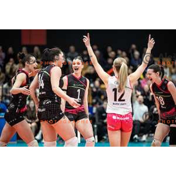 in action during Slovenian Women’s Volleyball Cup 2024/25 final match between Calcit Volley and OTP banka Branik in Rdeca dvorana, Velenje, Slovenia on January 12, 2025. Photo: Jure Banfi