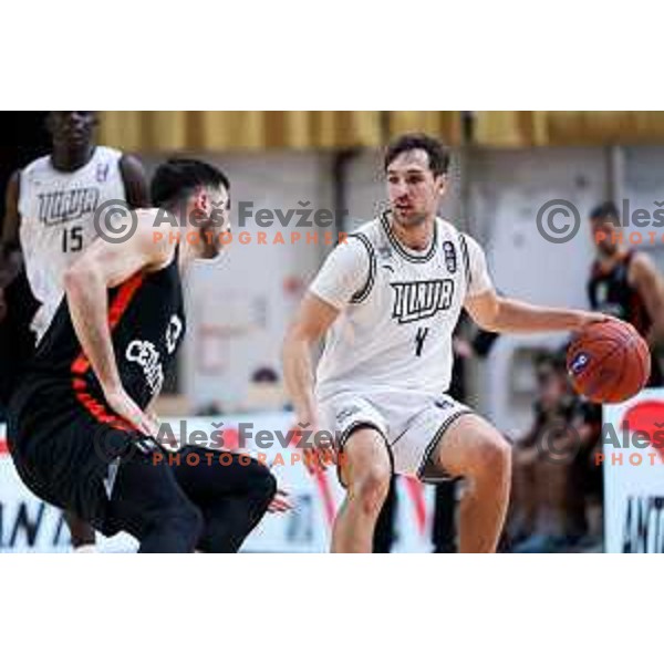Tadej Ferme of Ilirija in action during ABA 2 League Playoff basketball match between Ilirija and Cedevita Junior in Hala Tivoli, Ljubljana, Slovenia on January 14, 2025. Photo: Filip Barbalic