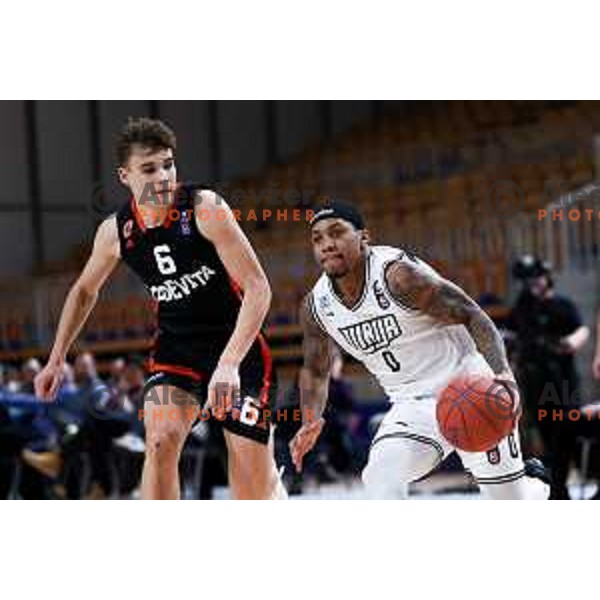 Vincent Lamont Golson Jr of Ilirija in action during ABA 2 League Playoff basketball match between Ilirija and Cedevita Junior in Hala Tivoli, Ljubljana, Slovenia on January 14, 2025. Photo: Filip Barbalic