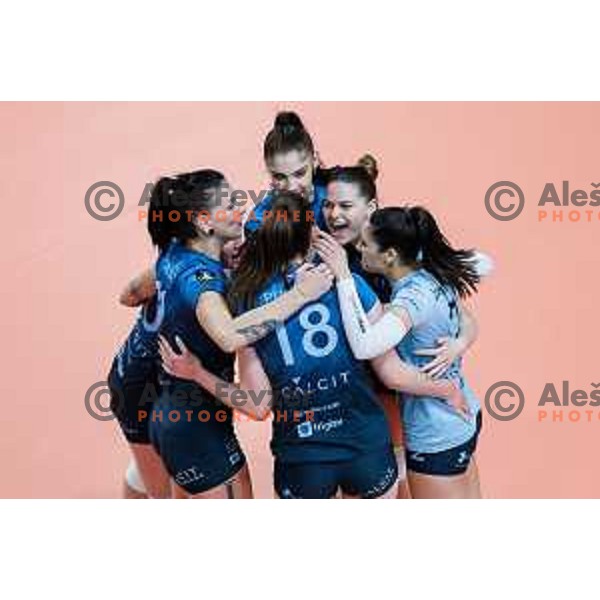 In action during CEV Champions League Women match between Calcit Volleyball (SLO) and FC Porto (POR) in Ljubljana, Slovenia on January 22, 2025