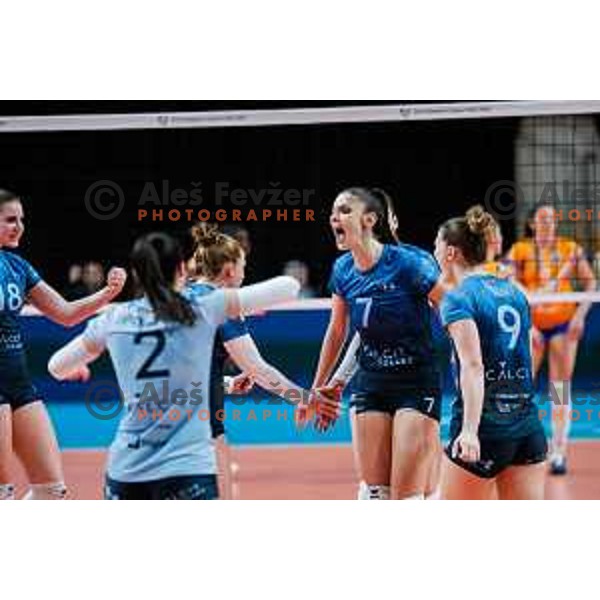 In action during CEV Champions League Women match between Calcit Volleyball (SLO) and FC Porto (POR) in Ljubljana, Slovenia on January 22, 2025