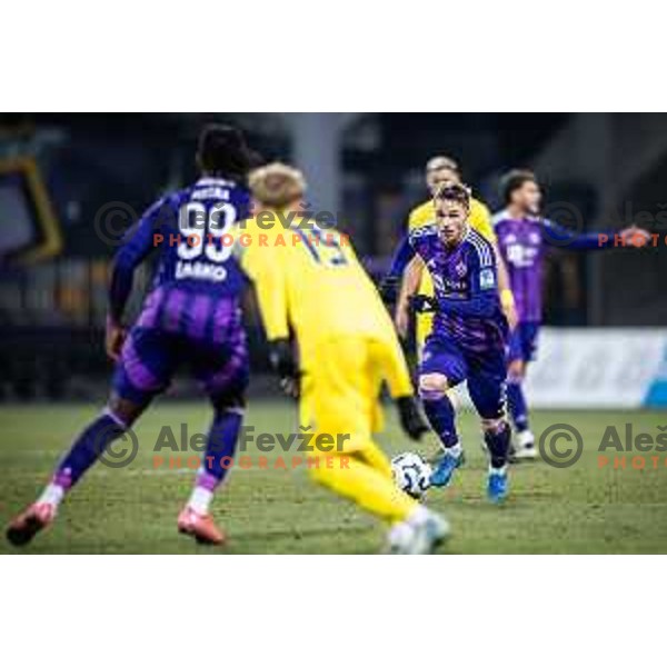 in action during Prva liga Telemach football match between Maribor and Domzale in Ljudski vrt, Maribor, Slovenia on February 1, 2025. Photo: Jure Banfi