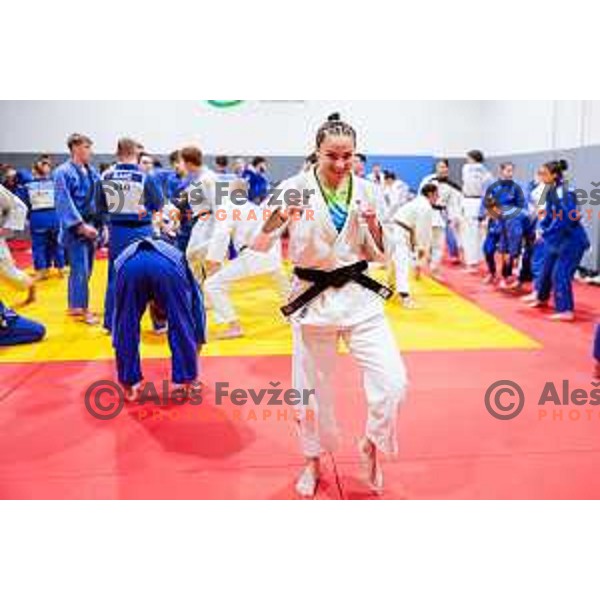Kaja Kajzer of Slovenia Judo team during practice session before upcoming European Cup in Ljubljana, Slovenia on February 3, 2025