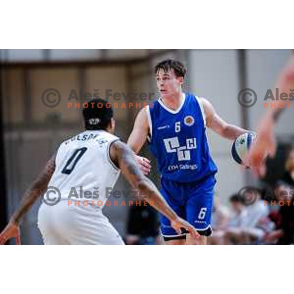 In action during OTP Bank League 2024/2025 basketball match between Ilirija and LTH Castings in Ljubljana, Slovenia on February 6, 2025