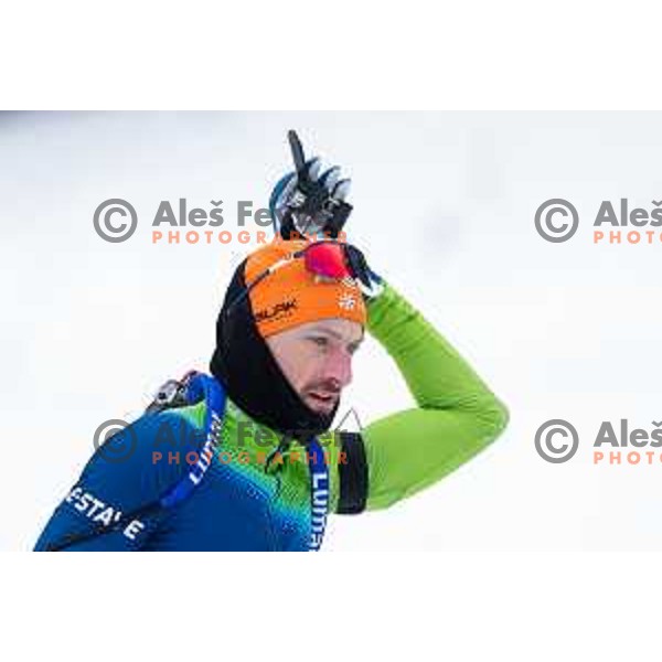 Jakov Fak of Slovenia Biathlon team during practice session at Pokljuka, Slovenia on February 7, 2025