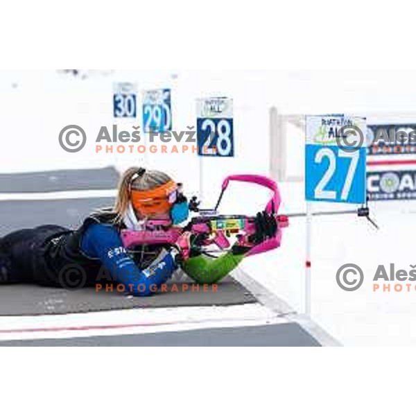 Kaja Maric of Slovenia Biathlon team during practice session at Pokljuka, Slovenia on February 7, 2025
