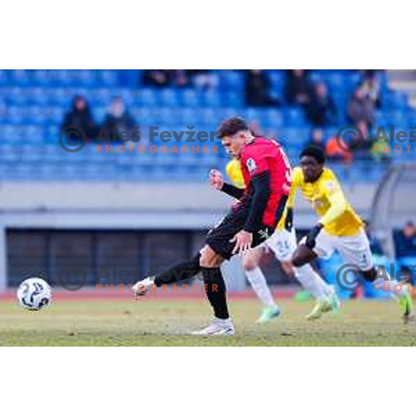Mark Gulic in action during Prva Liga Telemach 2024/25 football match between Bravo Kostel and Primorje in Ljubljana, Slovenia on February 7, 2025