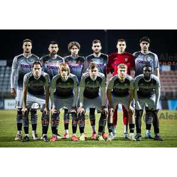 Team Kalcer Radomlje starting eleven during Prva liga Telemach football match between Nafta 1903 and Kalcer Radomlje in Sportni park Lendava, Slovenia on February 7, 2025. Photo: Jure Banfi