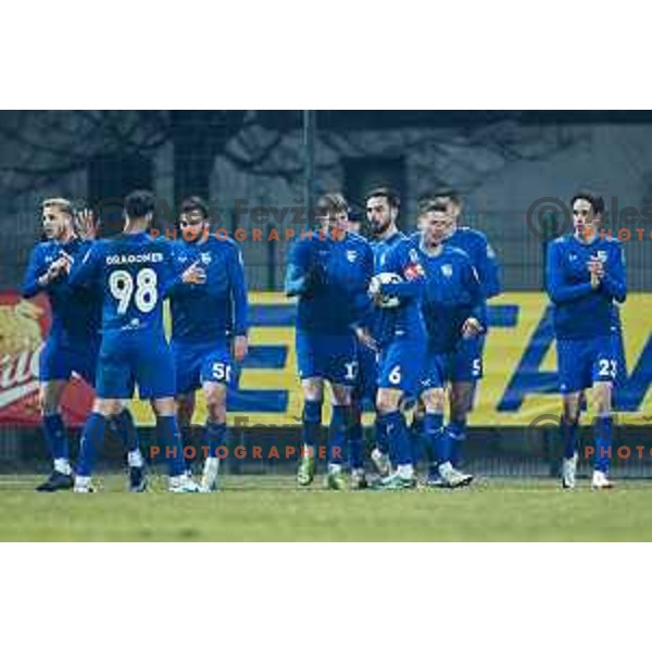 in action during Prva liga Telemach football match between Nafta 1903 and Kalce Radomlje in Sportni park Lendava, Slovenia on February 7, 2025. Photo: Jure Banfi