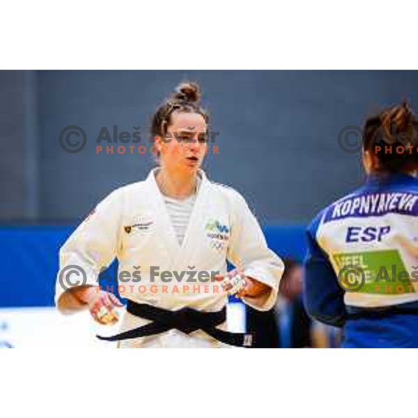 Kaja Kajzer of Slovenia competes in Women’s -63 kg category during Ljubljana European Open 2025 Judo Tournament in Ljubljana, Slovenia on February 8, 2025