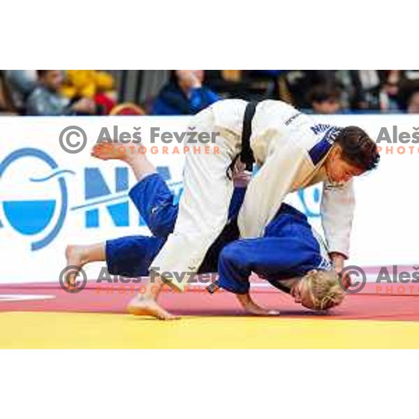 Leila Mazouzi of Slovenia competes in Women’s -63 kg category during Ljubljana European Open 2025 Judo Tournament in Ljubljana, Slovenia on February 8, 2025