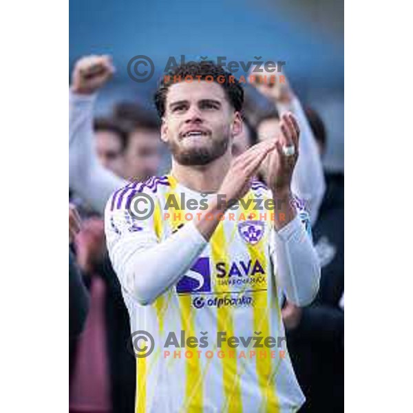 Omar Rekik celebrating during Prva liga Telemach football match between Celje and Maribor in Stadion z’dezele, Celje, Slovenia on February 8, 2025. Photo: Jure Banfi