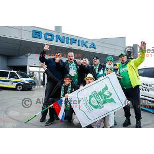 Football fans outside the stadium prior Prva liga Telemach 2024/2025 football match between Koper and Olimpija at Bonifika Stadium in Koper on February 8, 2025