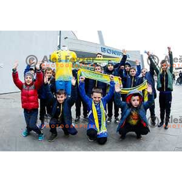 Football fans outside the stadium prior Prva liga Telemach 2024/2025 football match between Koper and Olimpija at Bonifika Stadium in Koper on February 8, 2025