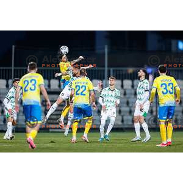 Tomi Juric in action during Prva liga Telemach 2024/2025 football match between Koper and Olimpija at Bonifika Stadium in Koper on February 8, 2025