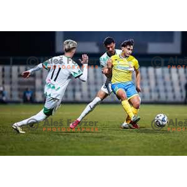 in action during Prva liga Telemach 2024/2025 football match between Koper and Olimpija at Bonifika Stadium in Koper on February 8, 2025