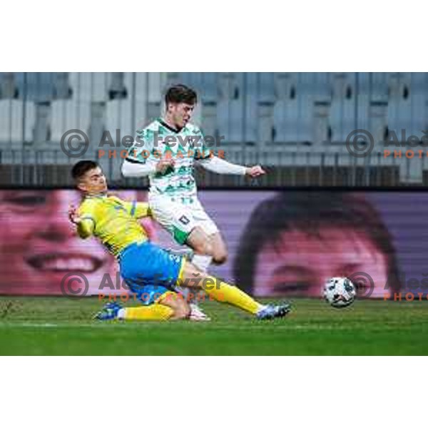 Marko Brest in action during Prva liga Telemach 2024/2025 football match between Koper and Olimpija at Bonifika Stadium in Koper on February 8, 2025