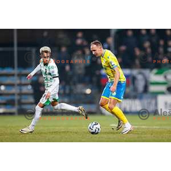 in action during Prva liga Telemach 2024/2025 football match between Koper and Olimpija at Bonifika Stadium in Koper on February 8, 2025