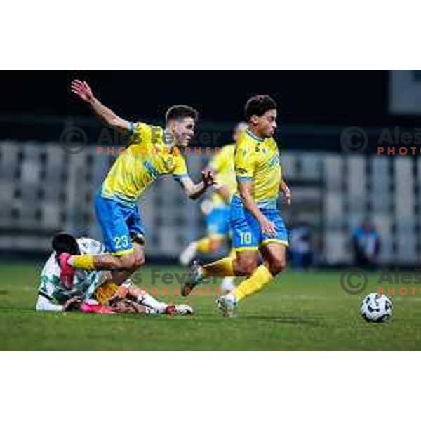 in action during Prva liga Telemach 2024/2025 football match between Koper and Olimpija at Bonifika Stadium in Koper on February 8, 2025