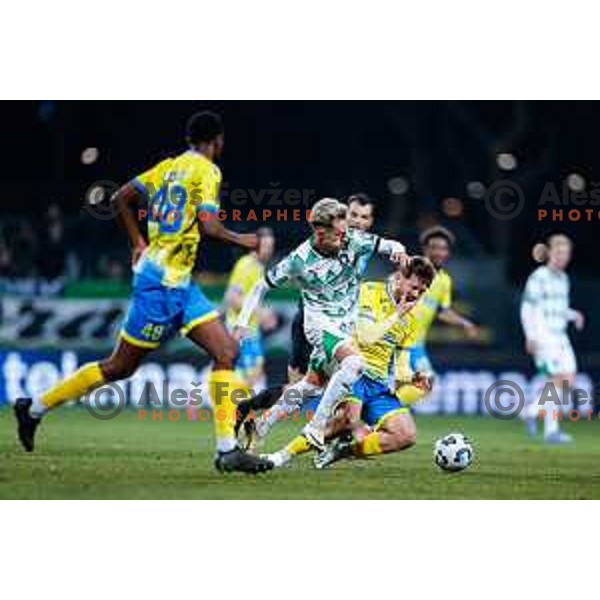 in action during Prva liga Telemach 2024/2025 football match between Koper and Olimpija at Bonifika Stadium in Koper on February 8, 2025