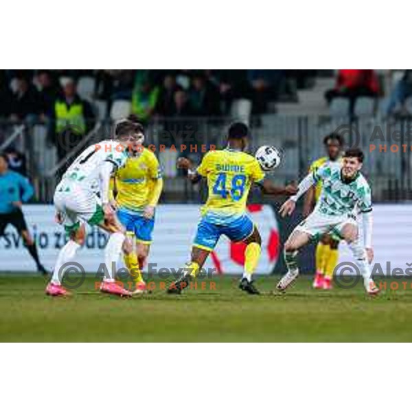 in action during Prva liga Telemach 2024/2025 football match between Koper and Olimpija at Bonifika Stadium in Koper on February 8, 2025