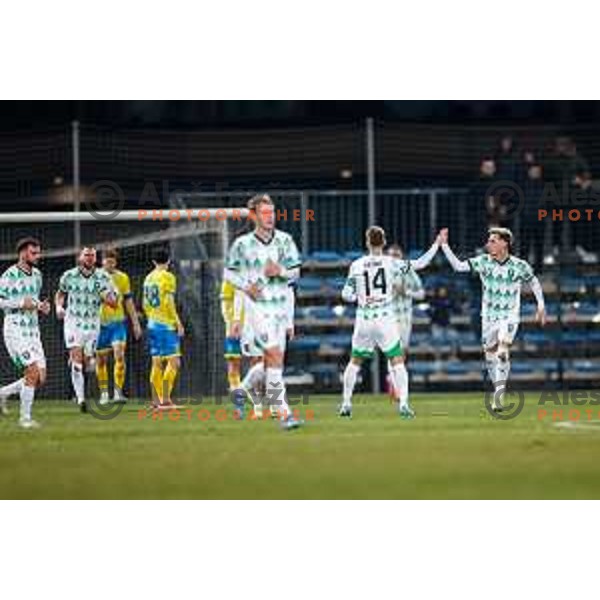in action during Prva liga Telemach 2024/2025 football match between Koper and Olimpija at Bonifika Stadium in Koper on February 8, 2025