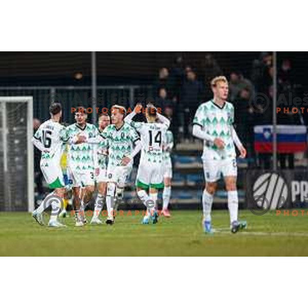 in action during Prva liga Telemach 2024/2025 football match between Koper and Olimpija at Bonifika Stadium in Koper on February 8, 2025