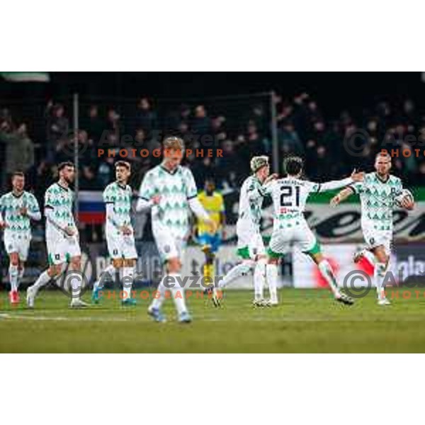 in action during Prva liga Telemach 2024/2025 football match between Koper and Olimpija at Bonifika Stadium in Koper on February 8, 2025