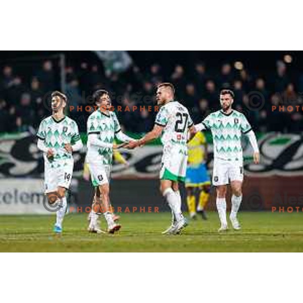in action during Prva liga Telemach 2024/2025 football match between Koper and Olimpija at Bonifika Stadium in Koper on February 8, 2025