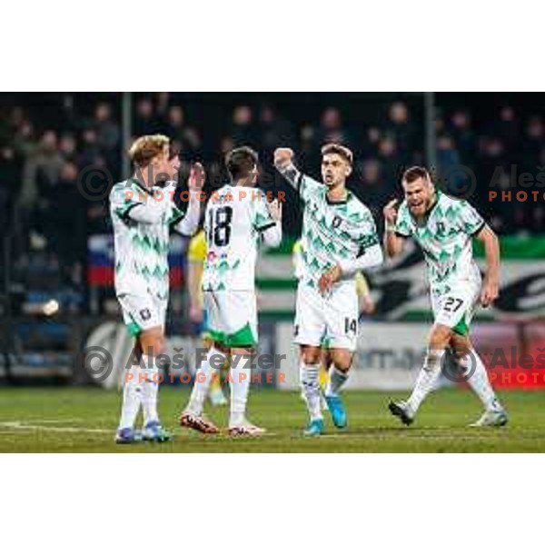 in action during Prva liga Telemach 2024/2025 football match between Koper and Olimpija at Bonifika Stadium in Koper on February 8, 2025