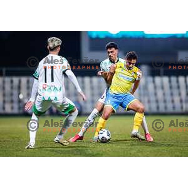 in action during Prva liga Telemach 2024/2025 football match between Koper and Olimpija at Bonifika Stadium in Koper on February 8, 2025