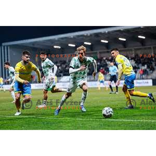 in action during Prva liga Telemach 2024/2025 football match between Koper and Olimpija at Bonifika Stadium in Koper on February 8, 2025