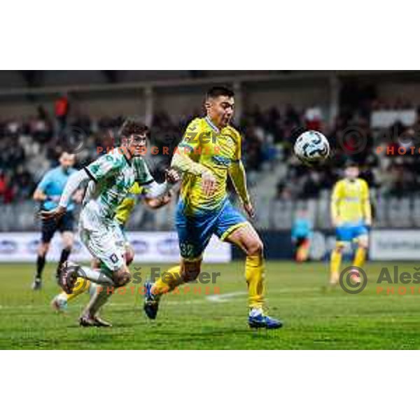 in action during Prva liga Telemach 2024/2025 football match between Koper and Olimpija at Bonifika Stadium in Koper on February 8, 2025