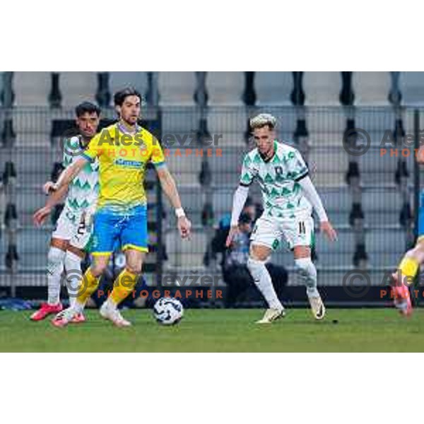 in action during Prva liga Telemach 2024/2025 football match between Koper and Olimpija at Bonifika Stadium in Koper on February 8, 2025