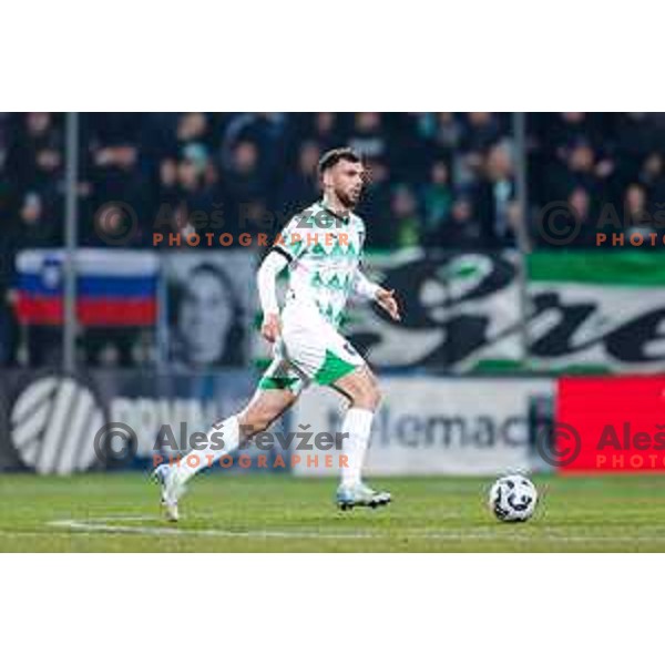 in action during Prva liga Telemach 2024/2025 football match between Koper and Olimpija at Bonifika Stadium in Koper on February 8, 2025