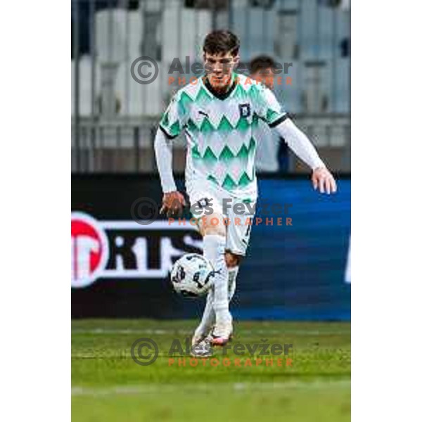 Marko Brest in action during Prva liga Telemach 2024/2025 football match between Koper and Olimpija at Bonifika Stadium in Koper on February 8, 2025