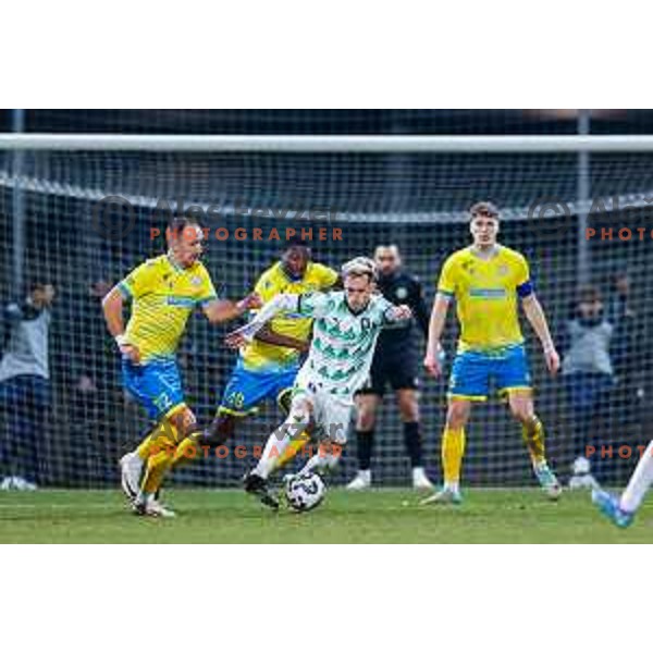 in action during Prva liga Telemach 2024/2025 football match between Koper and Olimpija at Bonifika Stadium in Koper on February 8, 2025