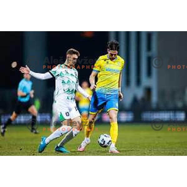 in action during Prva liga Telemach 2024/2025 football match between Koper and Olimpija at Bonifika Stadium in Koper on February 8, 2025