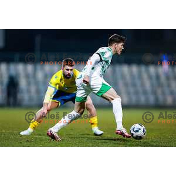 Marko Brest in action during Prva liga Telemach 2024/2025 football match between Koper and Olimpija at Bonifika Stadium in Koper on February 8, 2025