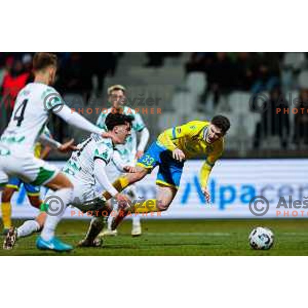in action during Prva liga Telemach 2024/2025 football match between Koper and Olimpija at Bonifika Stadium in Koper on February 8, 2025