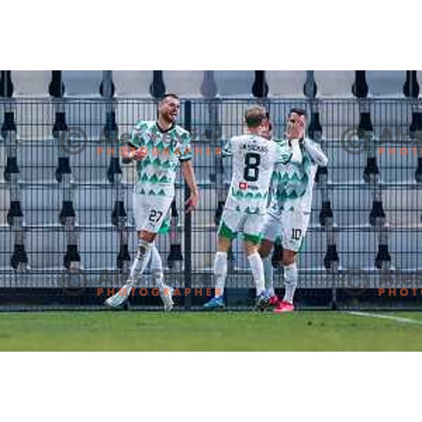 in action during Prva liga Telemach 2024/2025 football match between Koper and Olimpija at Bonifika Stadium in Koper on February 8, 2025