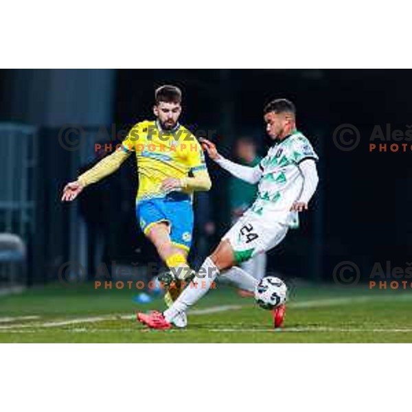 in action during Prva liga Telemach 2024/2025 football match between Koper and Olimpija at Bonifika Stadium in Koper on February 8, 2025