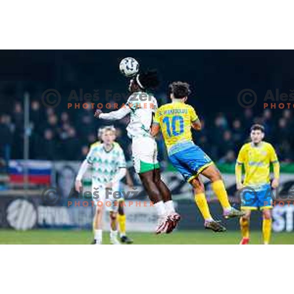in action during Prva liga Telemach 2024/2025 football match between Koper and Olimpija at Bonifika Stadium in Koper on February 8, 2025