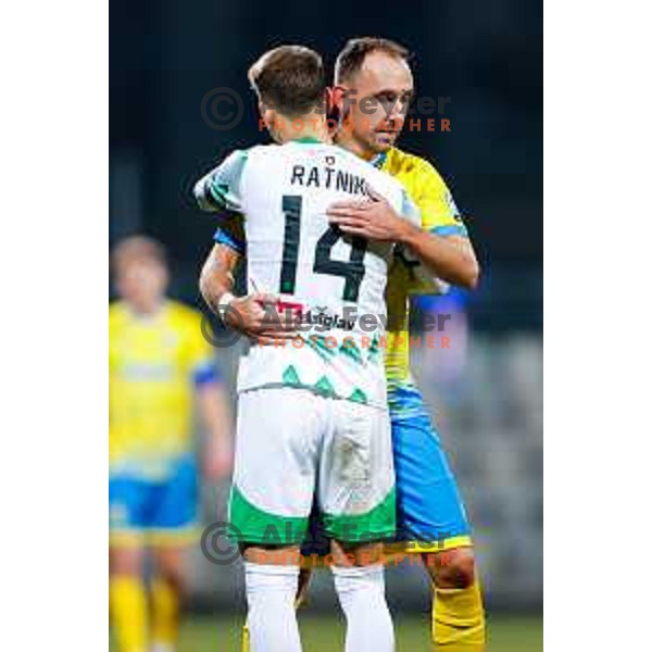 Denis Popovic and Marcel Ratnik during Prva liga Telemach 2024/2025 football match between Koper and Olimpija at Bonifika Stadium in Koper on February 8, 2025