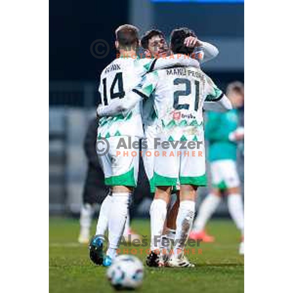 Agustin Doffo in action during Prva liga Telemach 2024/2025 football match between Koper and Olimpija at Bonifika Stadium in Koper on February 8, 2025
