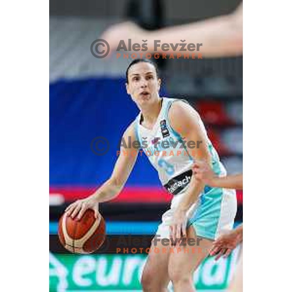 Teja Oblak of Slovenia in action during FIBA Women’s EuroBasket Qualifiers match between Slovenia and Finland in Ljubljana, Slovenia on February 9, 2025