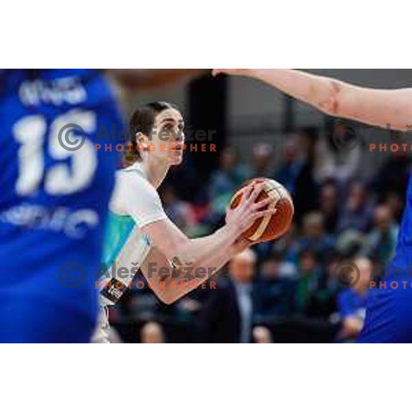 Eva Lisec of Slovenia in action during FIBA Women’s EuroBasket Qualifiers match between Slovenia and Finland in Ljubljana, Slovenia on February 9, 2025